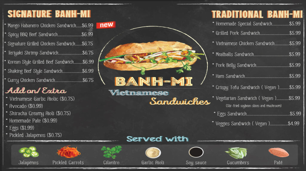 Menu Banh Mi & Tea